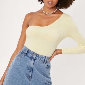 NWT yellow one shoulder body suit